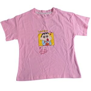 Crayon Shin-chan Pink Baby Tee Y2K Kawaii Aesthetic Kids Size 11 Fits Womens XS